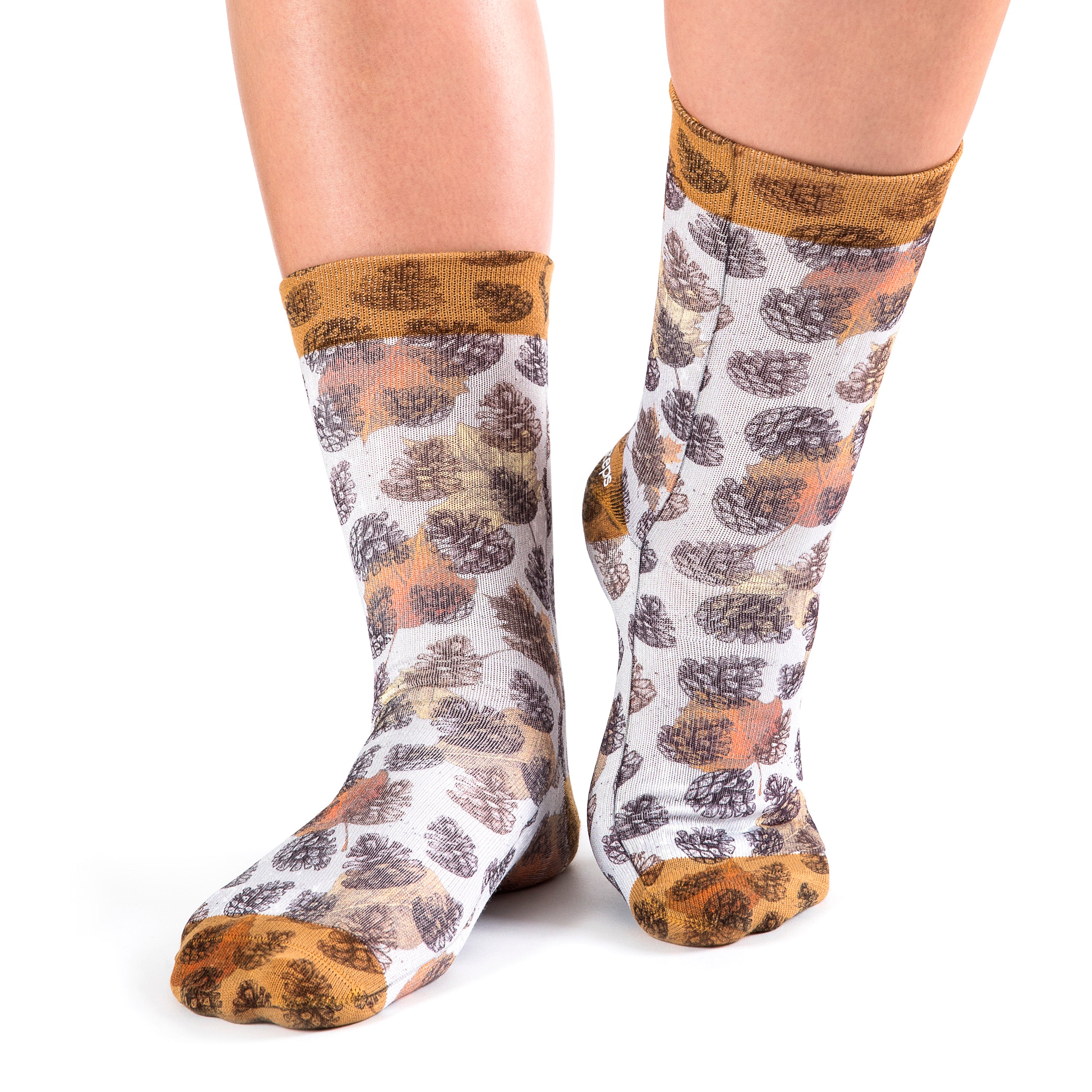 White Fall Autumn Leaves Novelty Ladies Socks