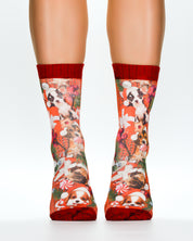 Puppy Santa Ladies Socks
