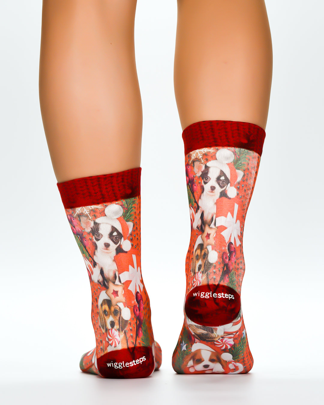Puppy Santa Ladies Socks