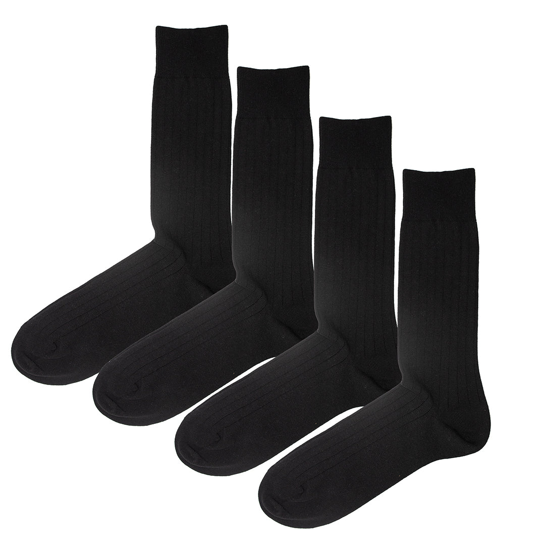 Men's Midnight Black Fine Ribbed Tuxedo Socks 4 Pack