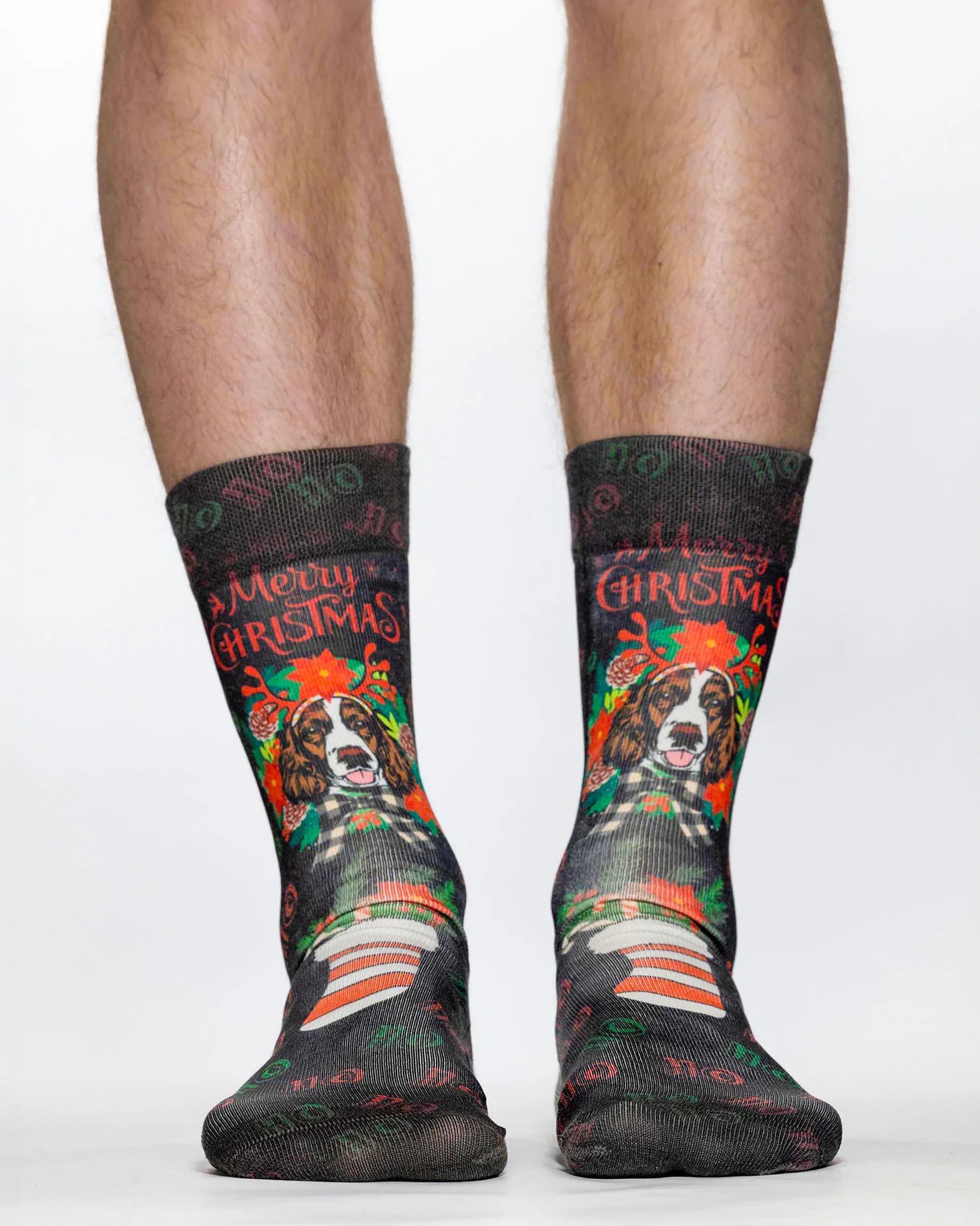 Deer Dog Mens Christmas Socks