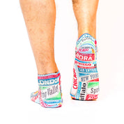 Vintage Cities Printed Men’s Trainer Socks | Retro Urban Style & Comfort