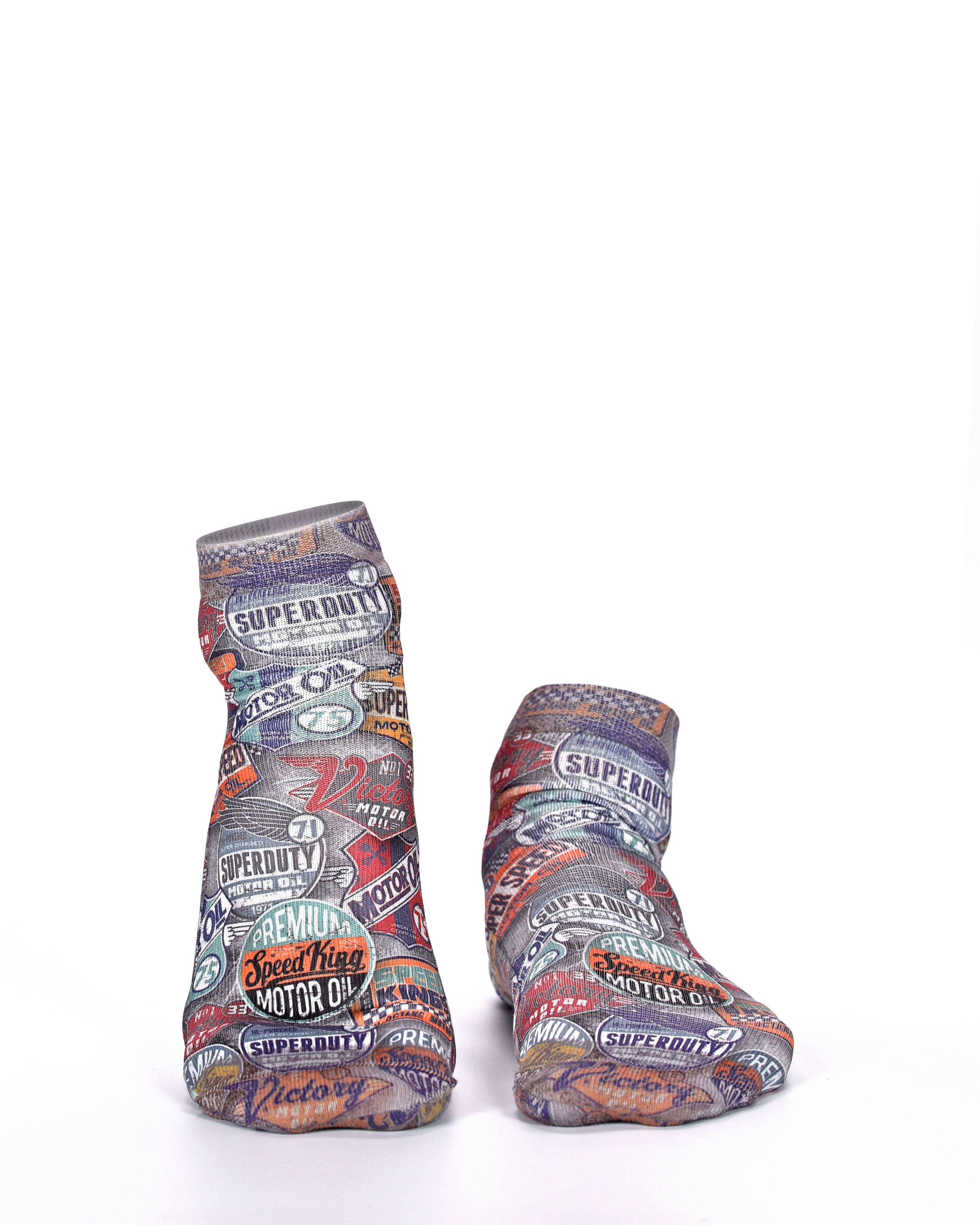 Motor Badges Wigglesteps Sneaker Socks | Retro Cool & Easy Fit