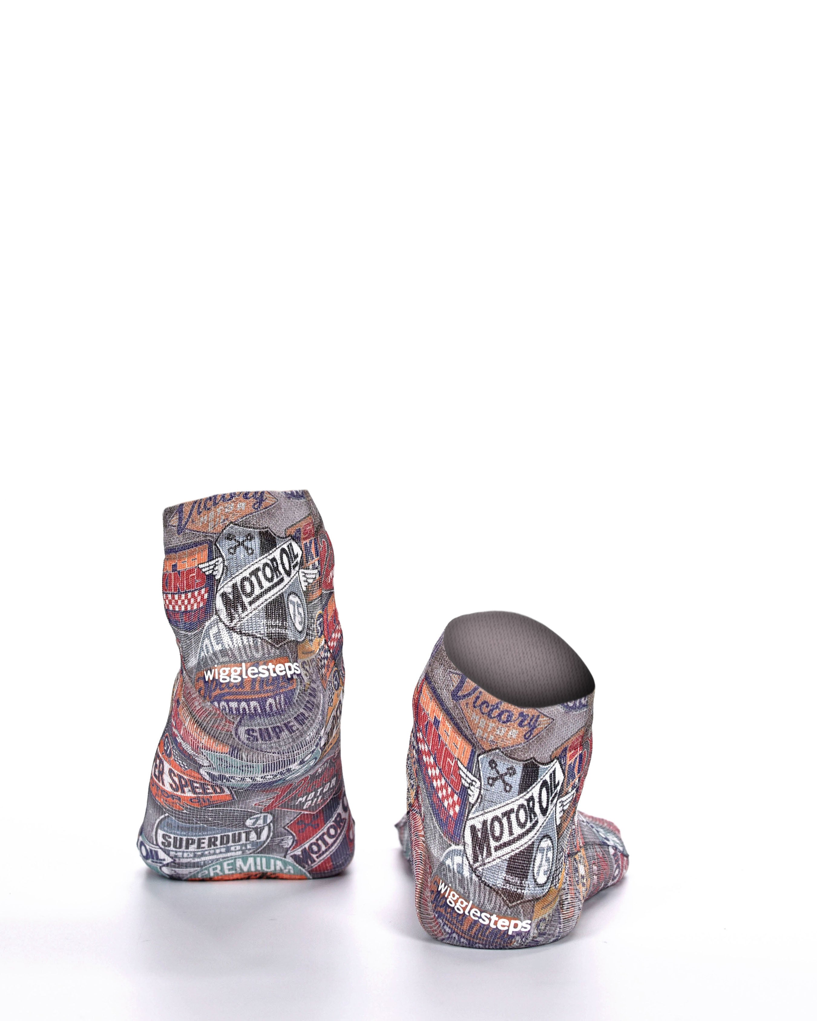 Motor Badges Wigglesteps Sneaker Socks | Retro Cool & Easy Fit
