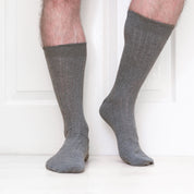 Light Grey Marl Recycled Rib Mens Socks | Sustainable & Soft