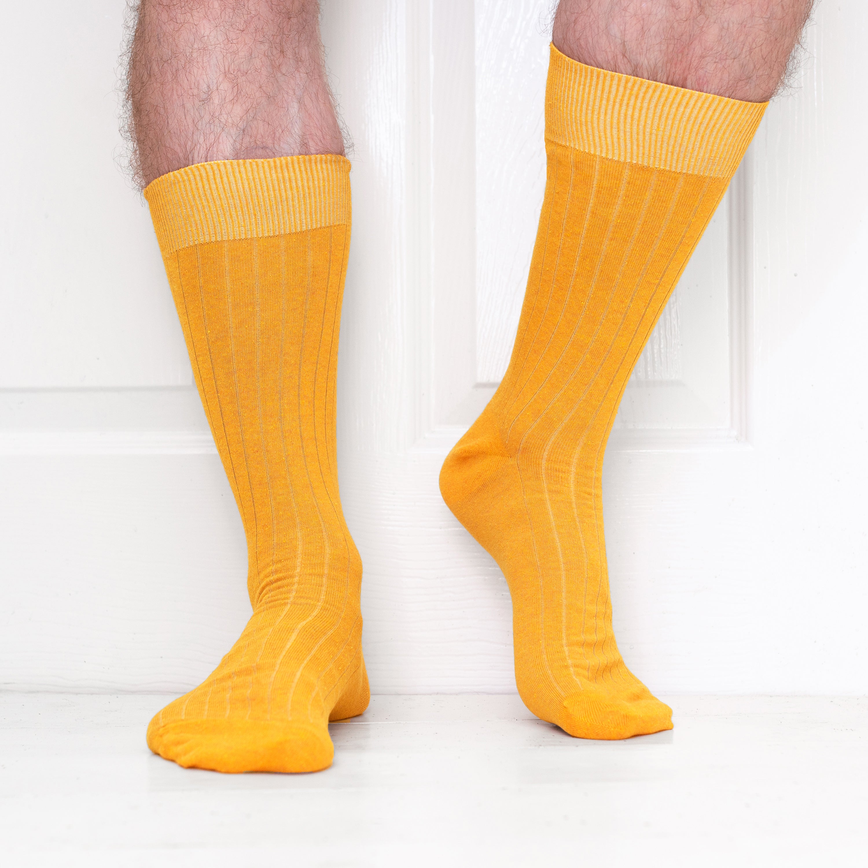 Ochre Recycled Rib Mens Socks | Sustainable Everyday Comfort
