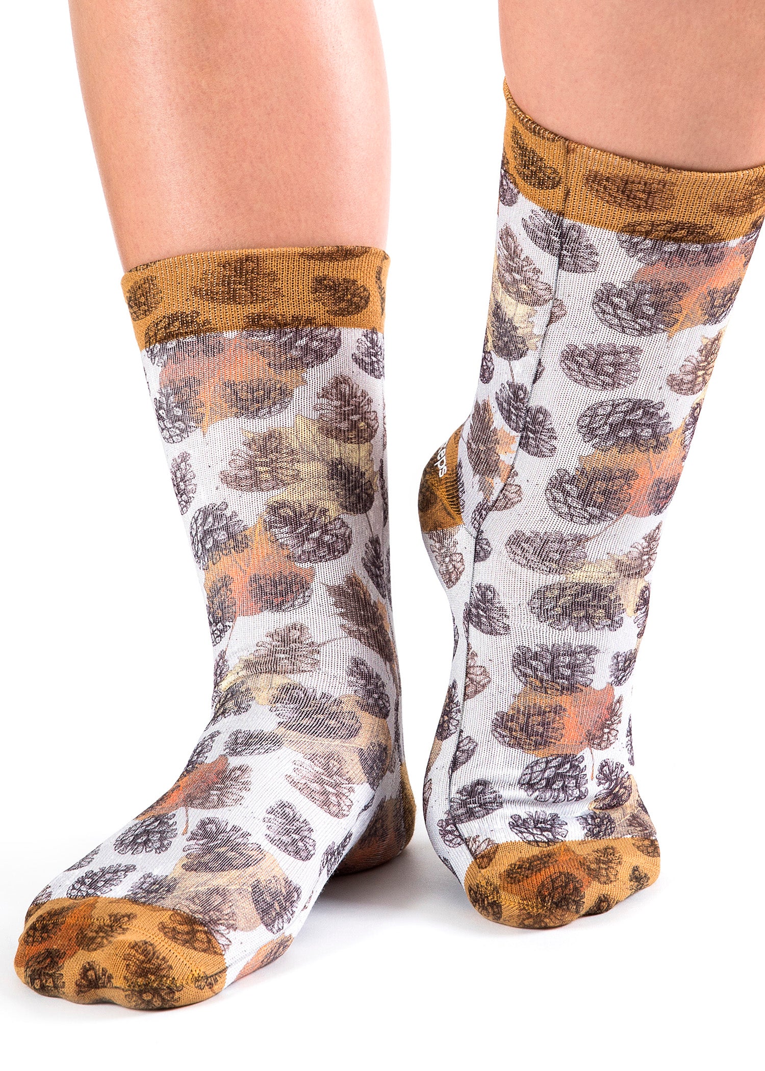 White Fall Autumn Leaves Novelty Ladies Socks