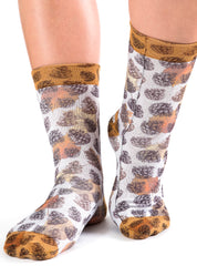 White Fall Autumn Leaves Novelty Ladies Socks