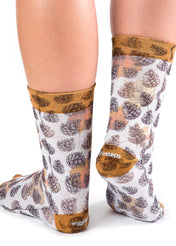 White Fall Autumn Leaves Novelty Ladies Socks