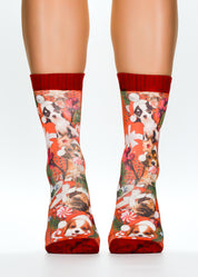 Puppy Santa Ladies Socks