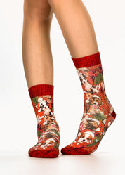 Puppy Santa Ladies Socks