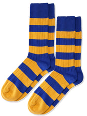 Men's Twin Pack Rugby Socks – Blue & Yellow Stripe