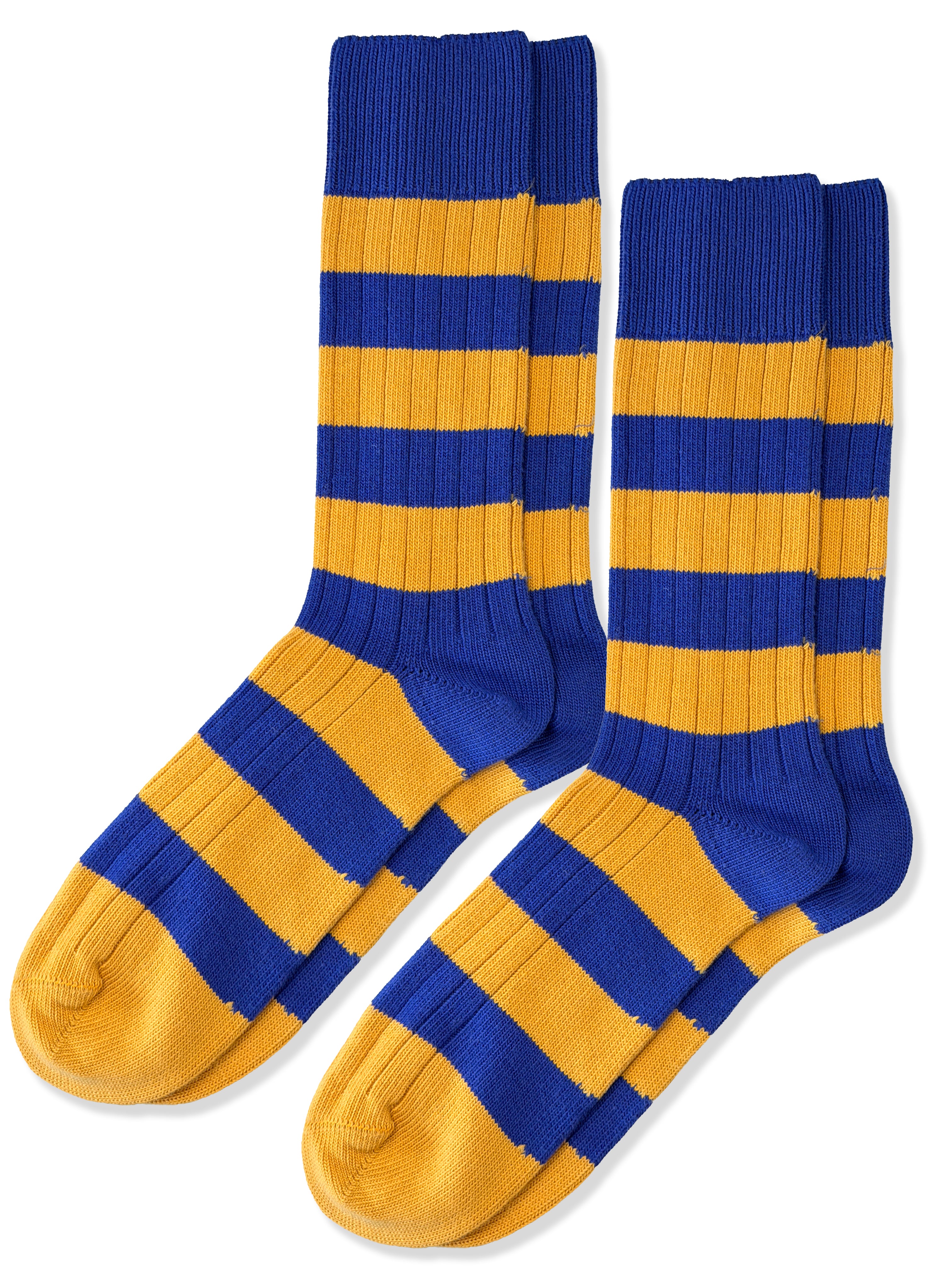 Men's Twin Pack Rugby Socks – Blue & Yellow Stripe