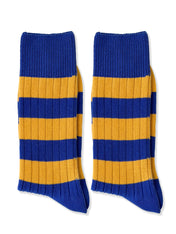 Men's Twin Pack Rugby Socks – Blue & Yellow Stripe