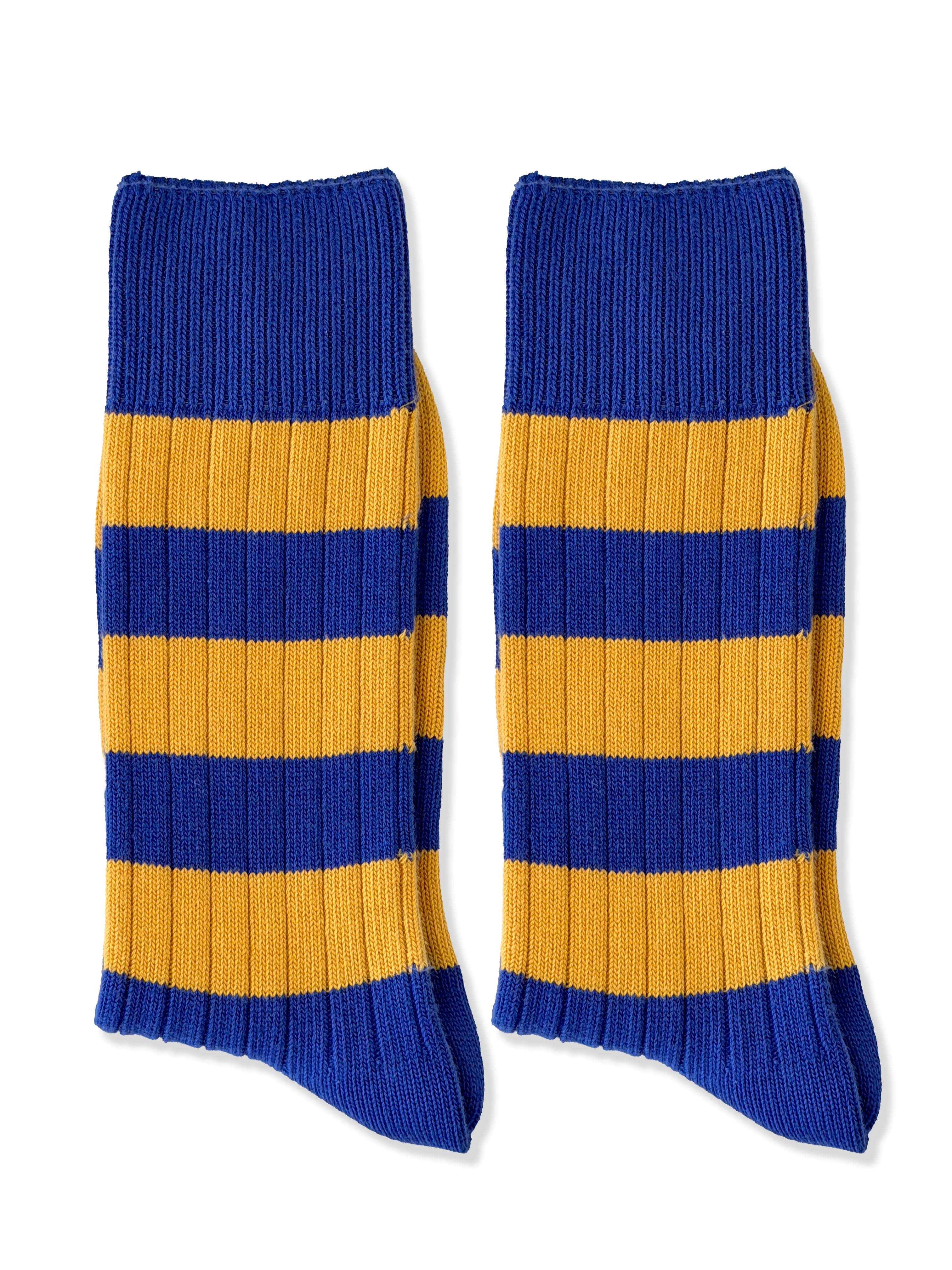 Men's Twin Pack Rugby Socks – Blue & Yellow Stripe