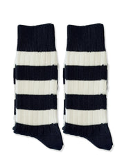 Men's Twin Pack Rugby Socks – Black & White Stripe