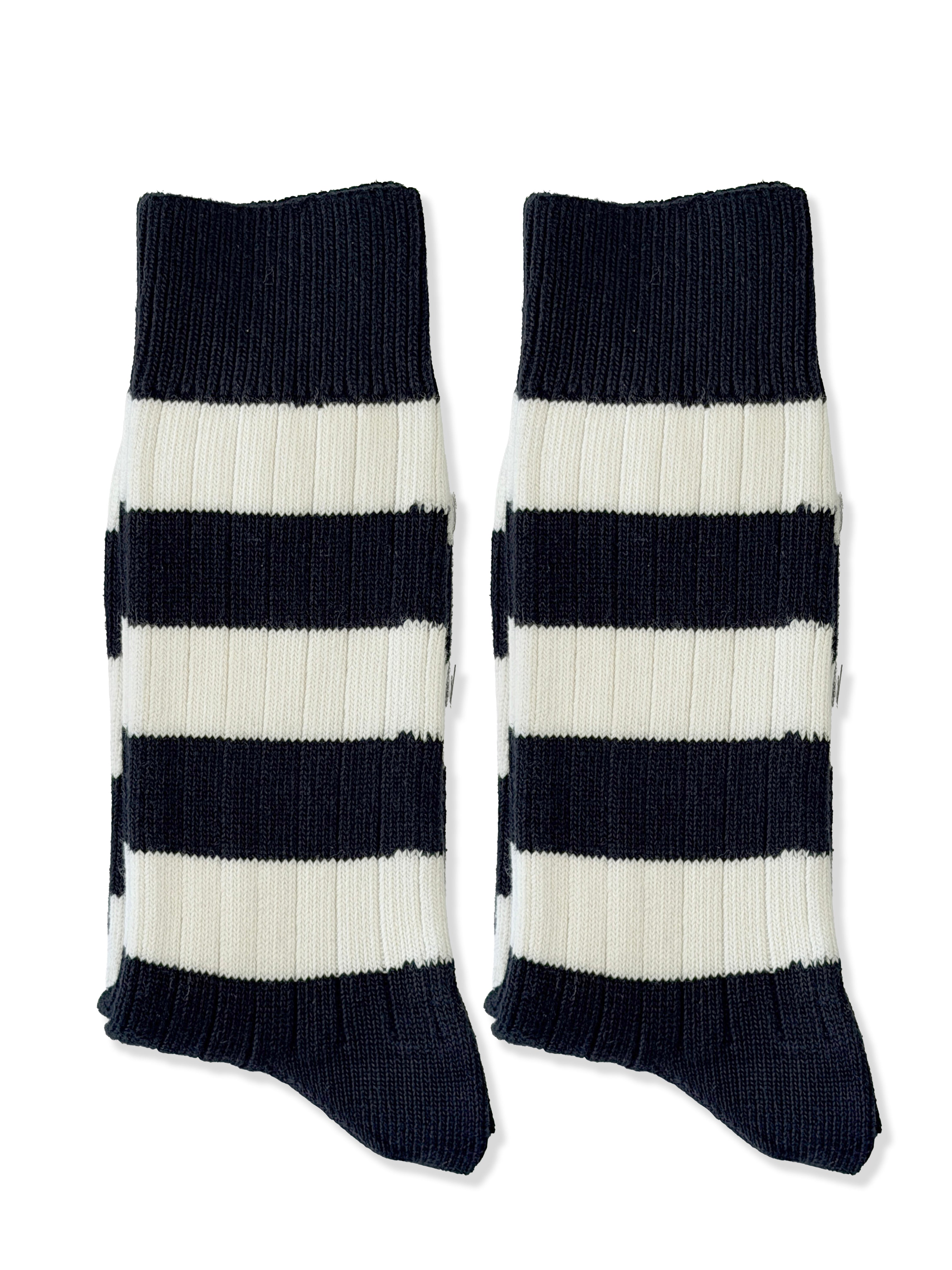 Men's Twin Pack Rugby Socks – Black & White Stripe