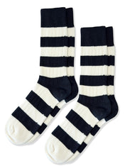 Men's Twin Pack Rugby Socks – Black & White Stripe