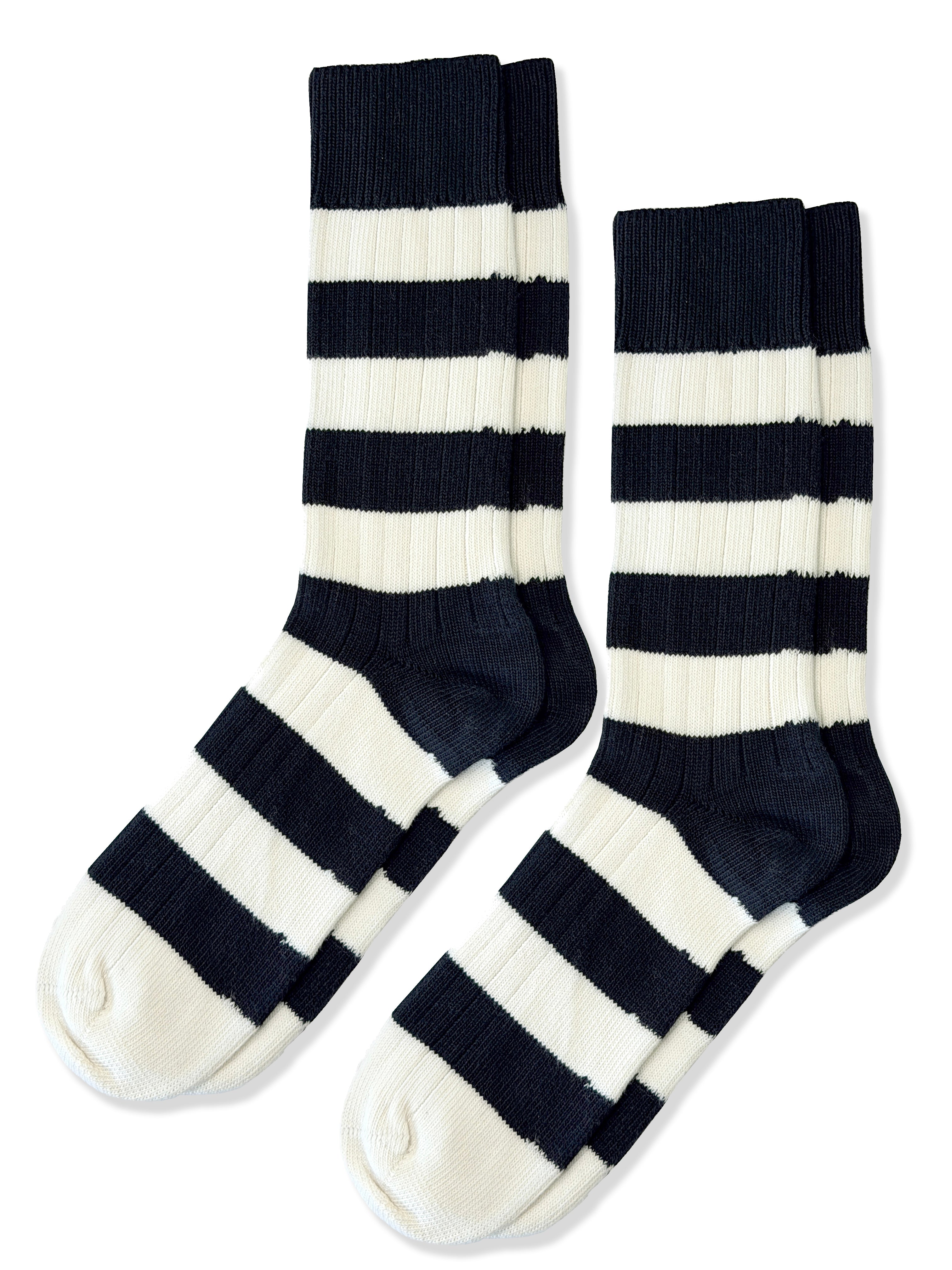 Men's Twin Pack Rugby Socks – Black & White Stripe