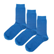 Luxury Socks Multipack 3 Pairs / 5-Pairs Electric Cobalt Blue Plain Colour Men's Crew Socks Size 7-12