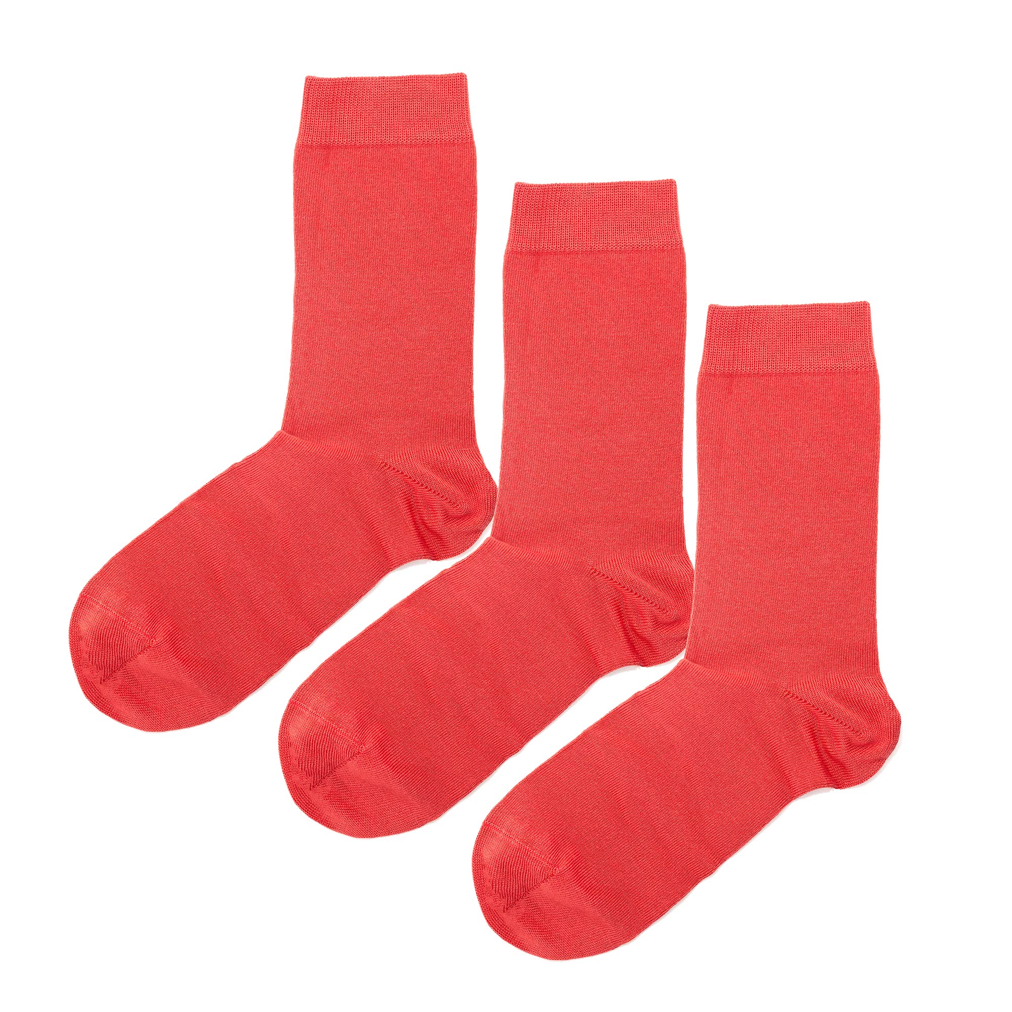 Luxury Socks Multipack 3 Pairs / 5-Pairs Coral Red Plain Colour Men's Crew Socks Size 7-12