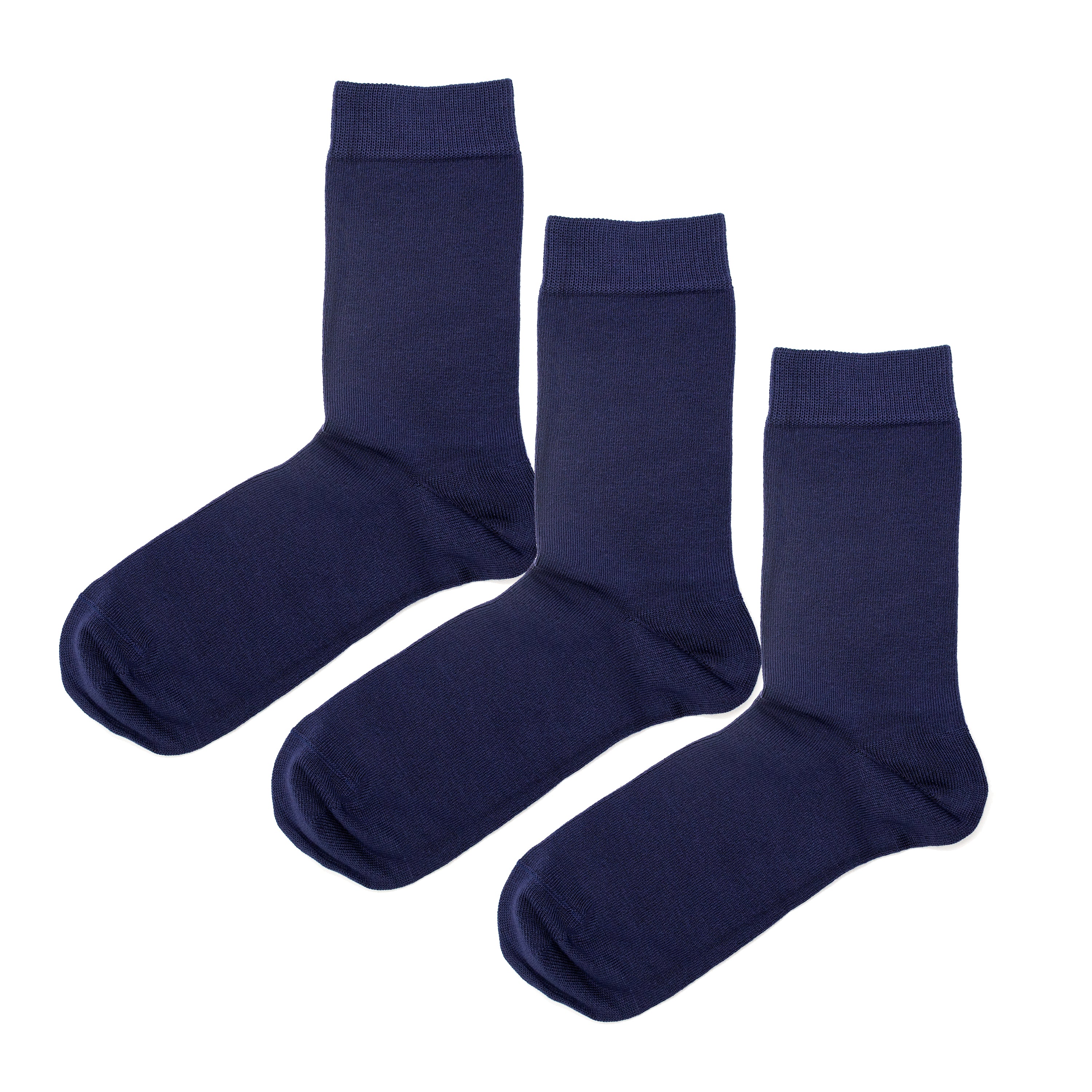 Luxury Socks Multipack 3 Pairs / 5-Pairs Navy Plain Colour Men's Crew Socks Size 7-12