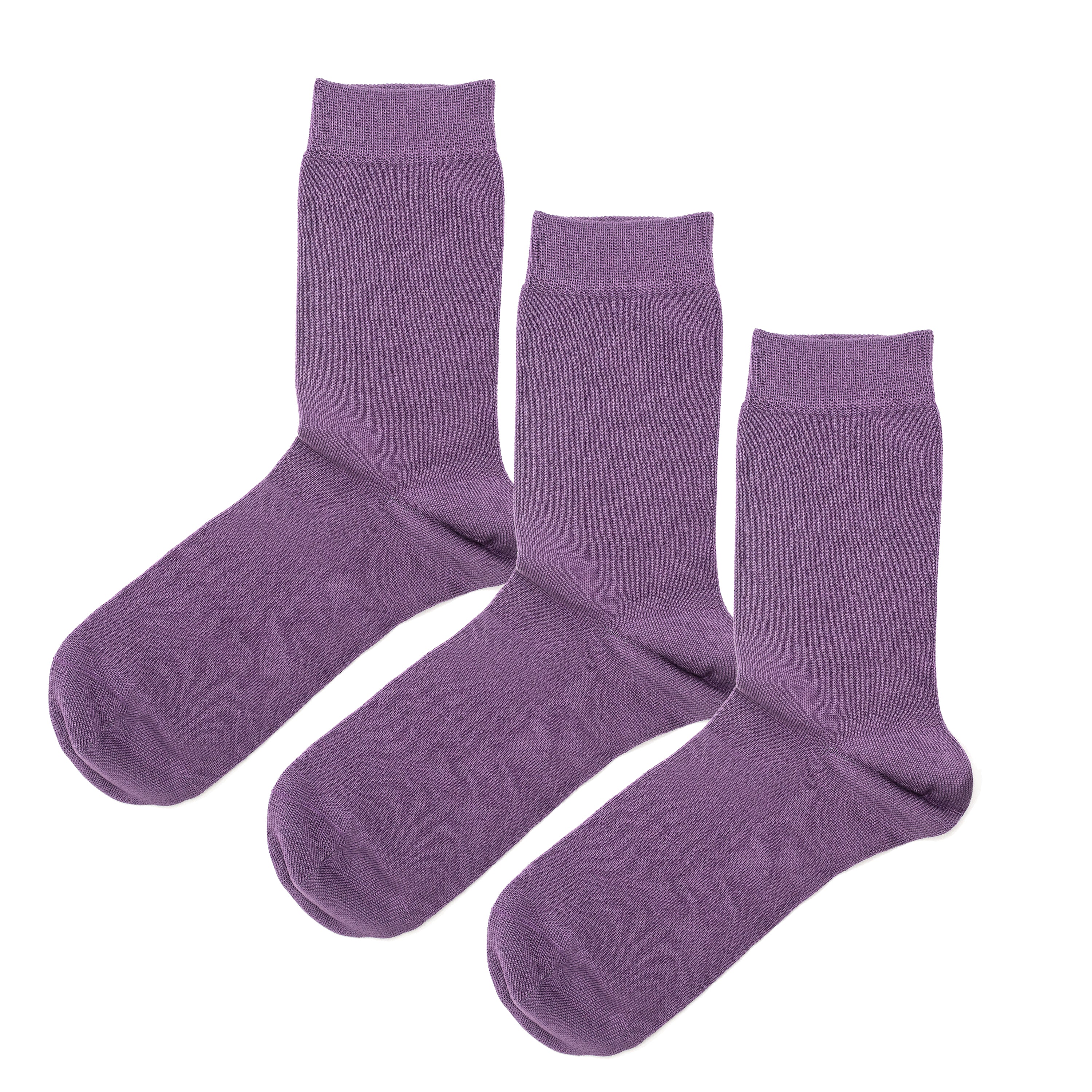 Luxury Socks Multipack 3 Pairs / 5-Pairs Purple Plain Colour Men's Crew Socks Size 7-12