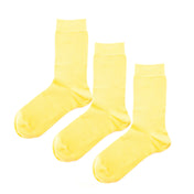 Luxury Socks Multipack 3 Pairs / 5-Pairs Lemon Yellow Plain Colour Men's Crew Socks Size 7-12