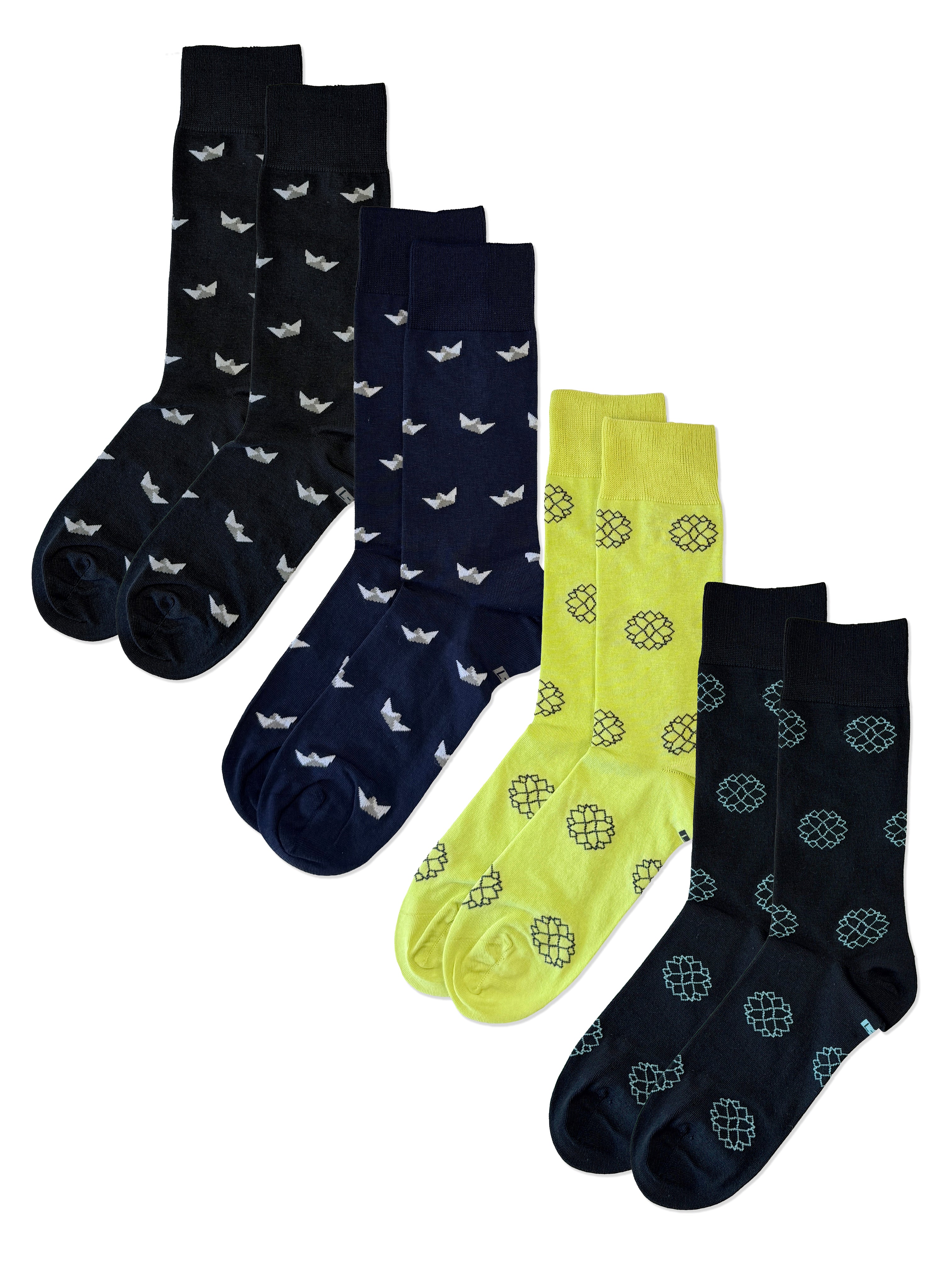 The Minimalist – 4 Pack Patterned Socks - Size UK 7-10.5