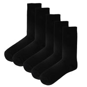 5 Pack - Men’s Luxury Black Plain Colour Organic Cotton Comfort Welt Socks – UK 6-9