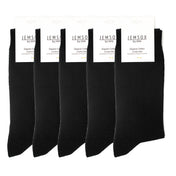 5 Pack - Men’s Luxury Black Plain Colour Organic Cotton Comfort Welt Socks – UK 6-9