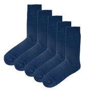5 Pack - Men’s Luxury Denim Blue Plain Colour Organic Cotton Comfort Welt Socks – UK 6-9