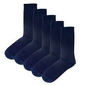 5 Pack - Men’s Luxury Navy Blue Plain Colour Organic Cotton Comfort Welt Socks – UK 6-9
