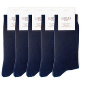 5 Pack - Men’s Luxury Navy Blue Plain Colour Organic Cotton Comfort Welt Socks – UK 6-9