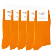 5 Pack - Men’s Luxury Orange Plain Colour Organic Cotton Comfort Welt Socks – UK 6-9