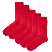 5 Pack - Men’s Luxury Red Plain Colour Organic Cotton Comfort Welt Socks – UK 6-9