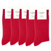 5 Pack - Men’s Luxury Red Plain Colour Organic Cotton Comfort Welt Socks – UK 6-9