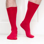 5 Pack - Men’s Luxury Red Plain Colour Organic Cotton Comfort Welt Socks – UK 6-9