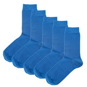 Luxury Socks Multipack 3 Pairs / 5-Pairs Electric Cobalt Blue Plain Colour Men's Crew Socks Size 7-12