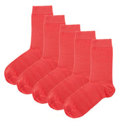 Luxury Socks Multipack 3 Pairs / 5-Pairs Coral Red Plain Colour Men's Crew Socks Size 7-12