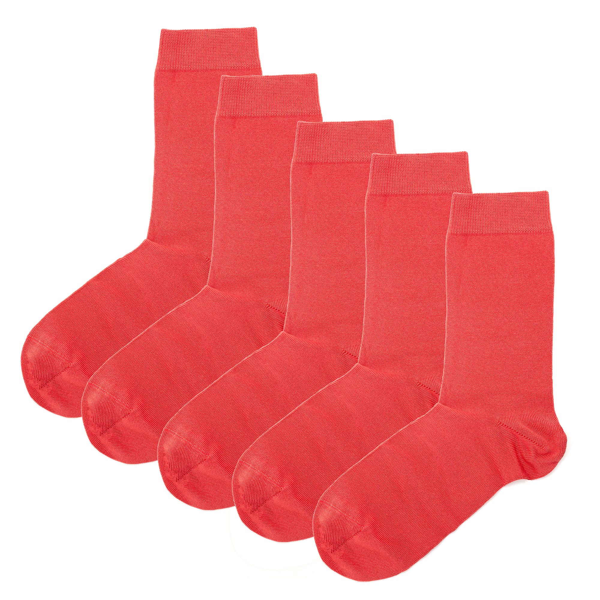 Luxury Socks Multipack 3 Pairs / 5-Pairs Coral Red Plain Colour Men's Crew Socks Size 7-12