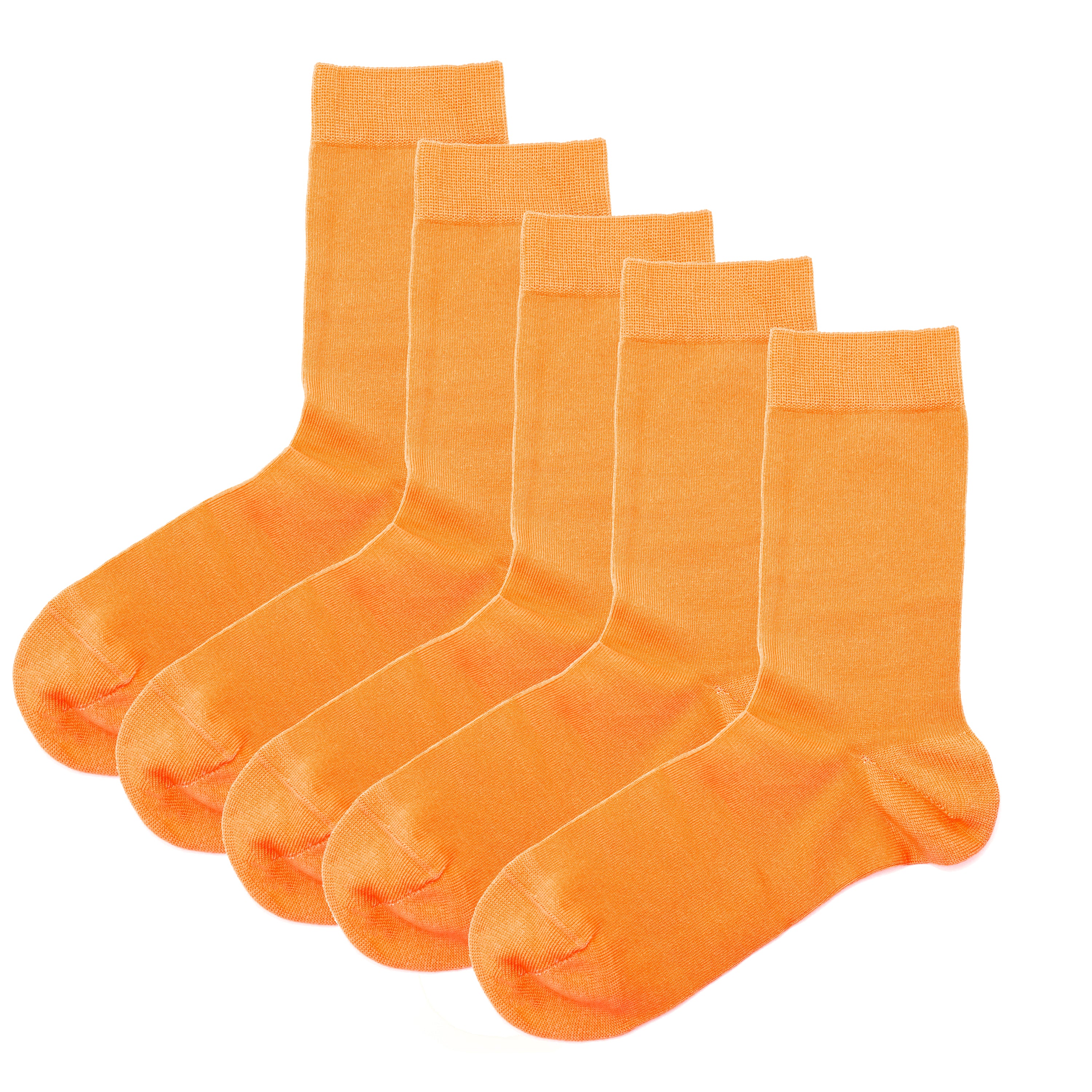 Luxury Socks Multipack 3 Pairs / 5-Pairs Orange Plain Colour Men's Crew Socks Size 7-12
