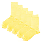 Luxury Socks Multipack 3 Pairs / 5-Pairs Lemon Yellow Plain Colour Men's Crew Socks Size 7-12