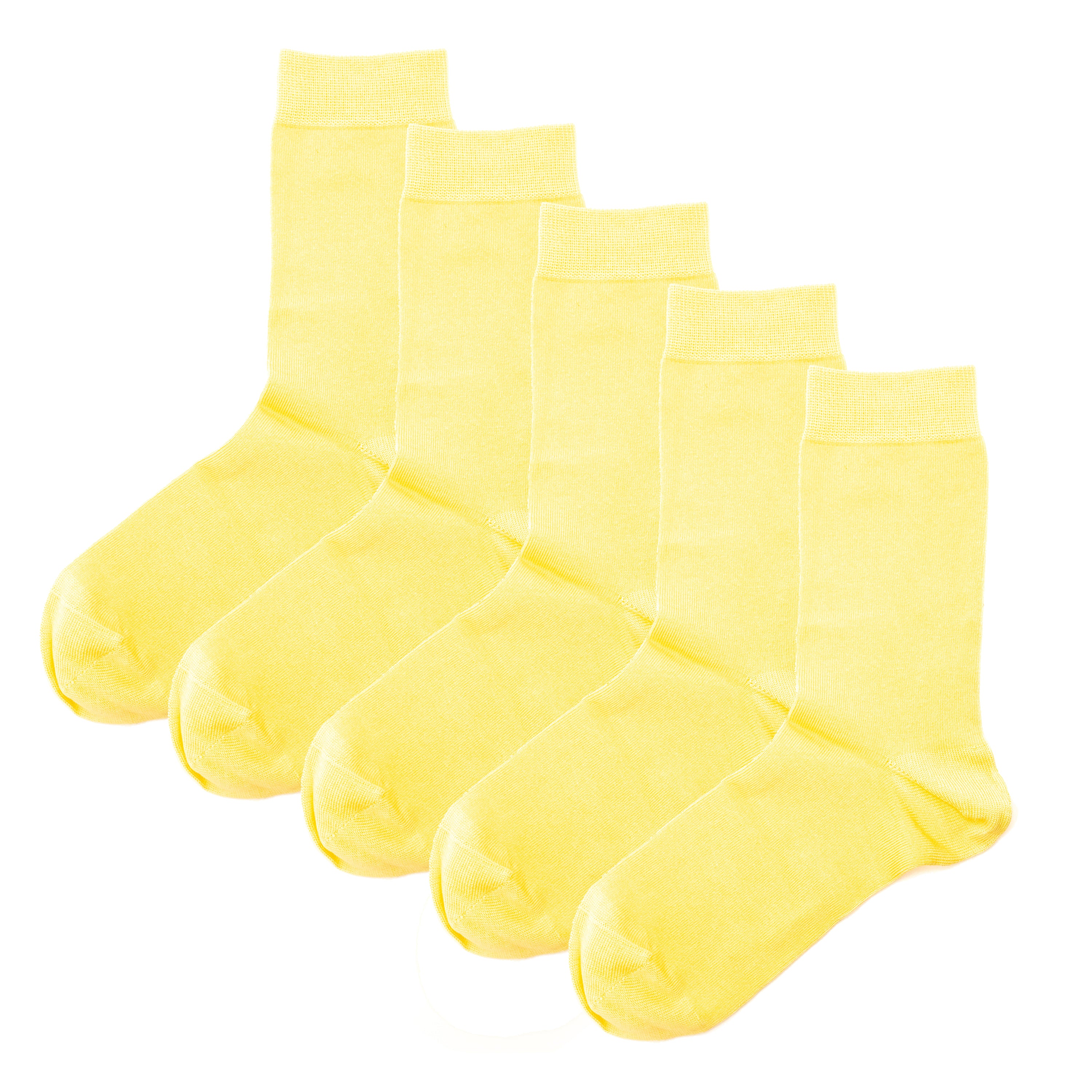 Luxury Socks Multipack 3 Pairs / 5-Pairs Lemon Yellow Plain Colour Men's Crew Socks Size 7-12