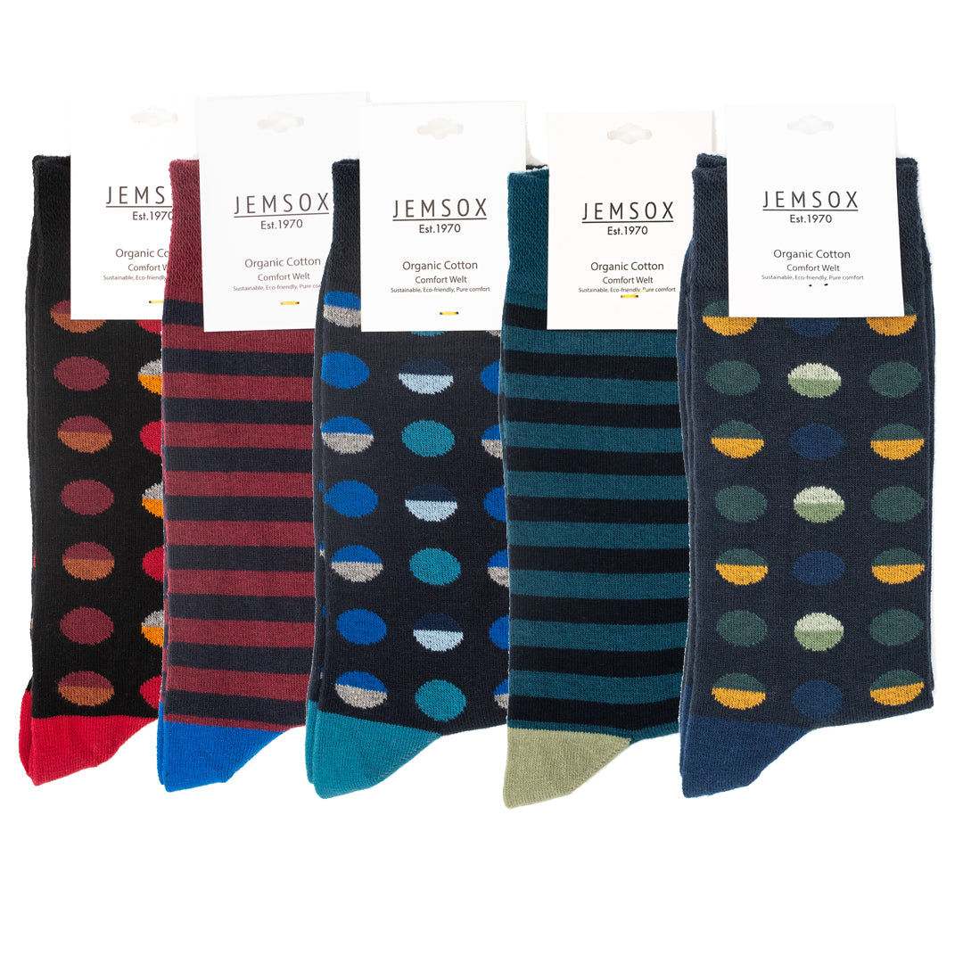 5pk Heritage Quintet - Organic Cotton Comfort Welt Socks (One Size UK 6-9)