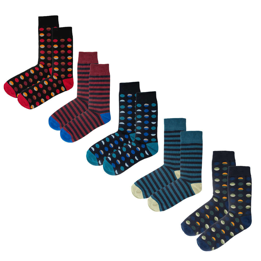 5pk Heritage Quintet - Organic Cotton Comfort Welt Socks (One Size UK 6-9)