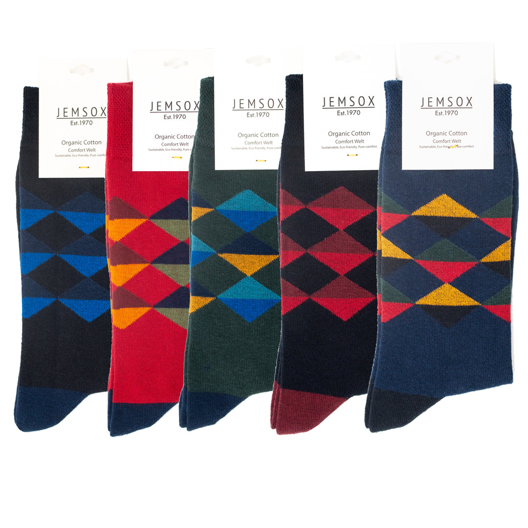 5pk Diamonds Are Forever - Organic Cotton Comfort Welt Socks (One Size UK 6-9)