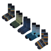 5pk Stylish Streaks - Organic Cotton Comfort Welt Socks (One Size UK 6-9)