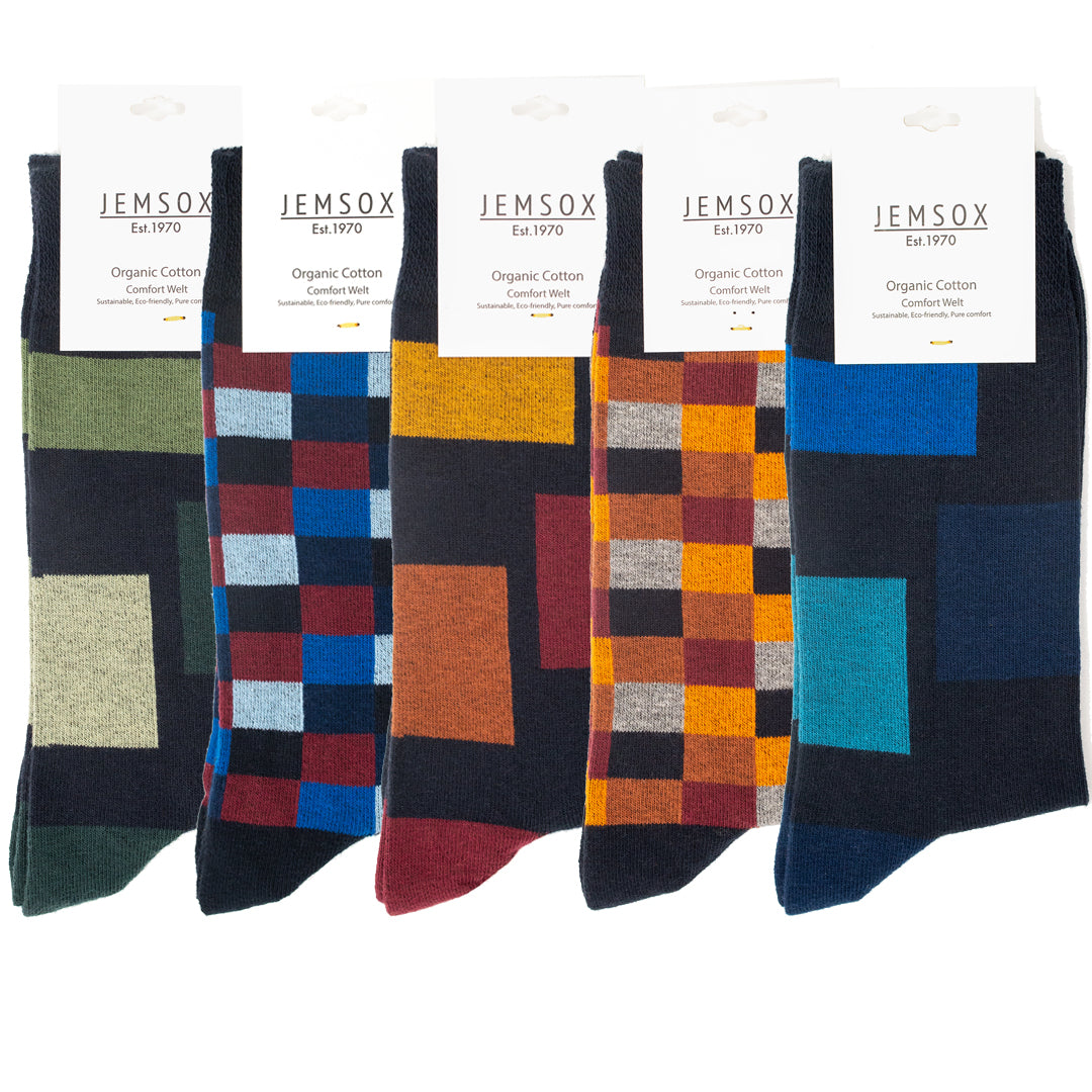 5pk Contrast Collective - Organic Cotton Comfort Welt Socks (One Size UK 6-9)
