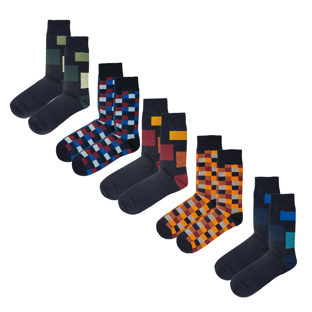5pk Contrast Collective - Organic Cotton Comfort Welt Socks (One Size UK 6-9)